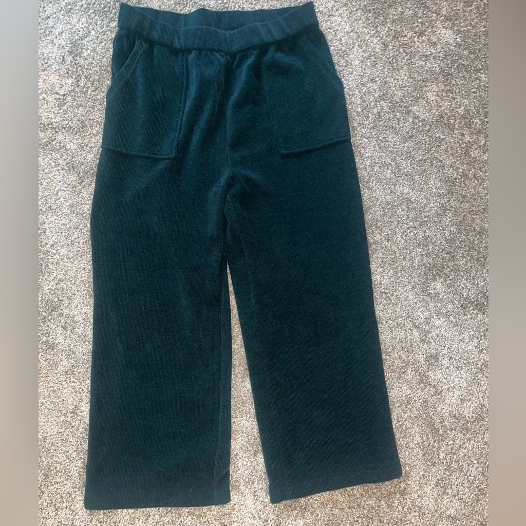 Dark Green Wide Leg Lounge Style Pants
